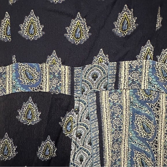 Anthropologie Maeve Eclipsed Midi Dress Stripe Paisley Mixed Print Blue Size 4 - Picture 7 of 12